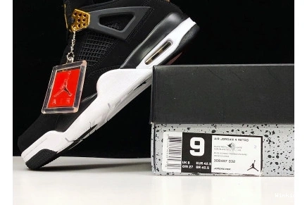 AIR 4 JORDAN MENS “ROYALTY” 308497-032 GOLD-WHITE BLACK METALLIC 0812